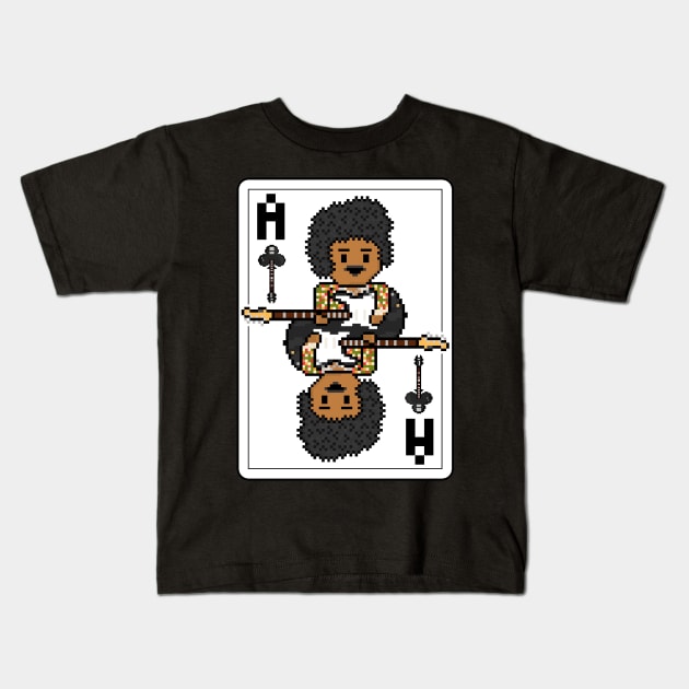 Pixelrockstars Ace of Clubs Playing Card Kids T-Shirt by gkillerb